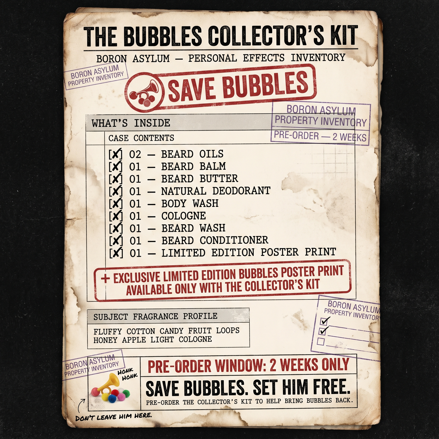 Save Bubbles - Pre Order - Collectors Kit - Fluffy Cotton Candy, Fruit Loops, Honey Apple, Light Cologne