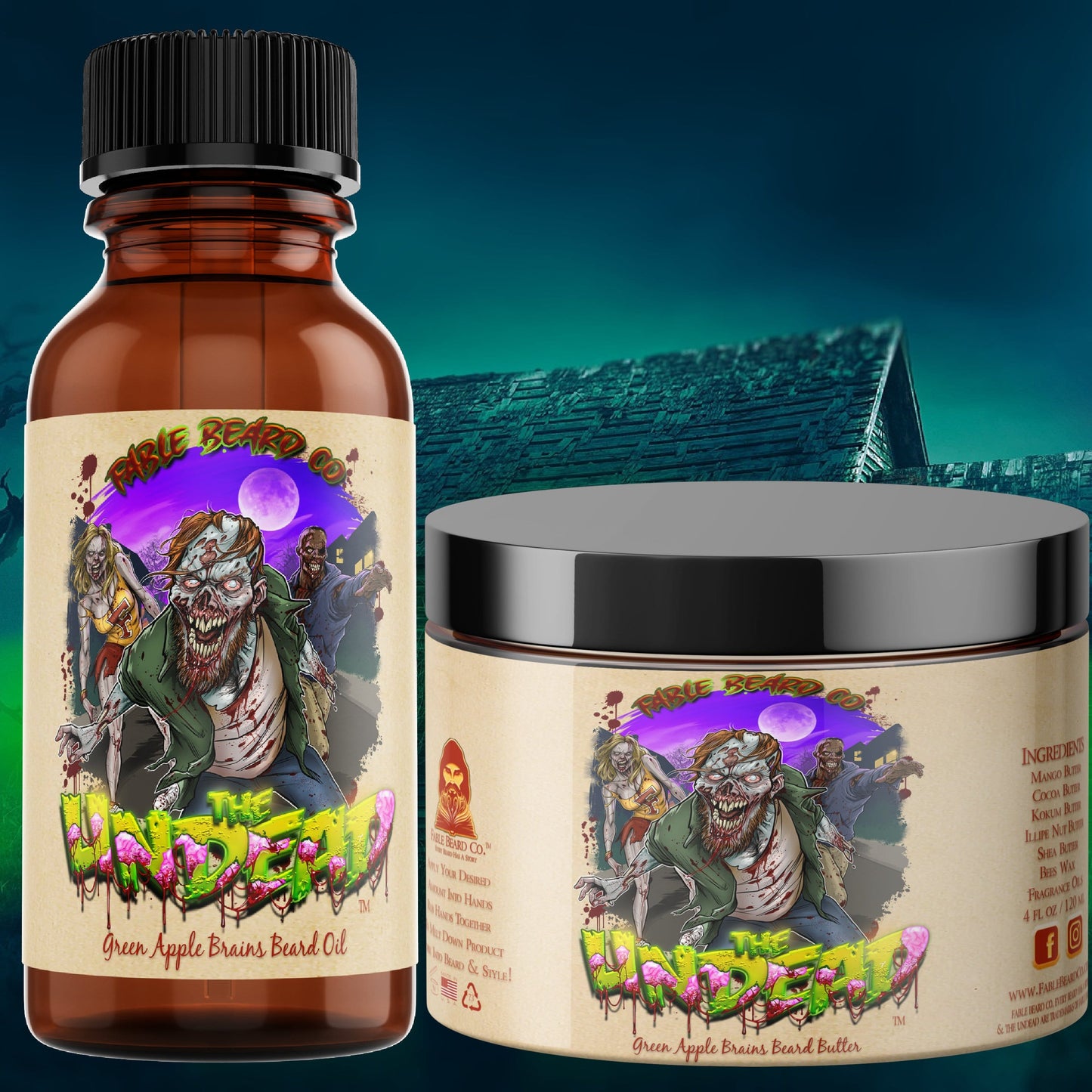 The Undead - Green Apple Brains Beard Oil & Butter Kit
