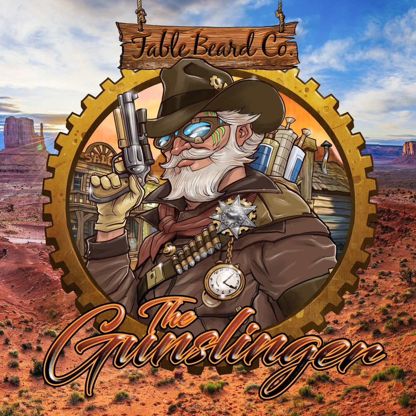 Fable Beard Co. Combo Kit 1oz Bottle & 2oz Tin The Gunslinger - A Futuristic Patchouli Beard Oil And Balm Kit