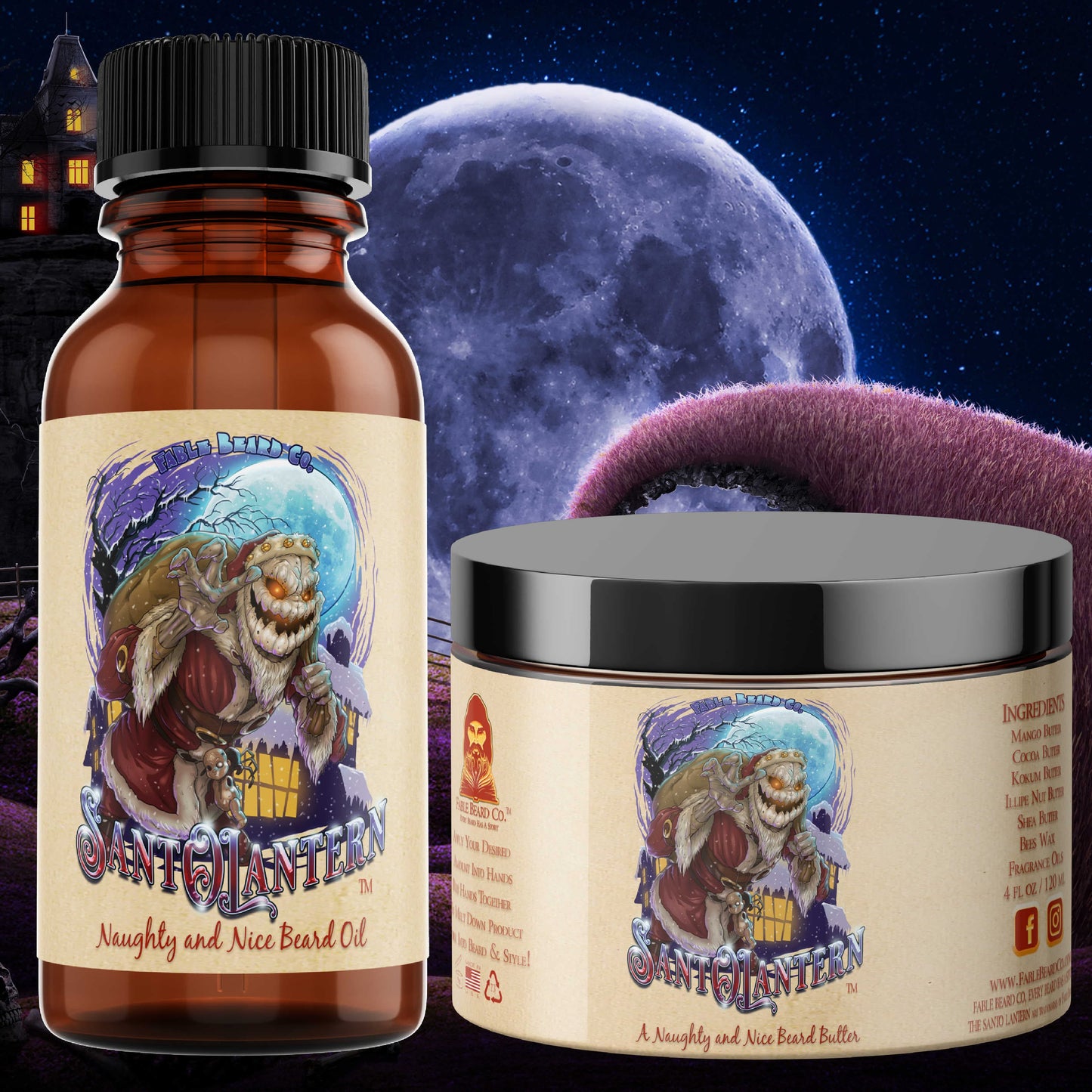 Sant-O-Lantern - Christmas Pine & Spooky Holiday Wreath Beard Oil & Butter Kit
