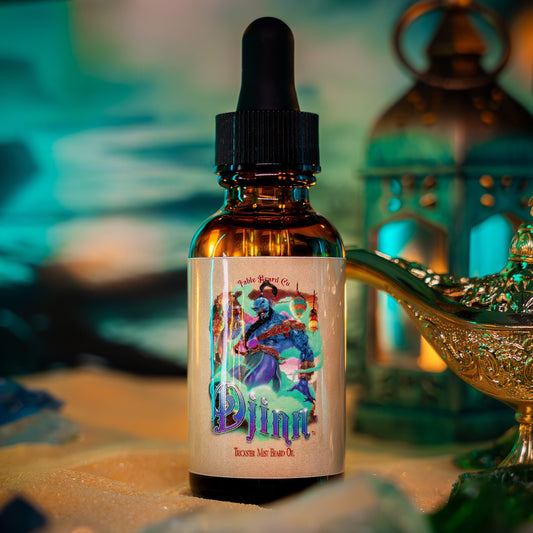 The Djinn beard oil with warm sandalwood notes, for a guide to what sandalwood smells like