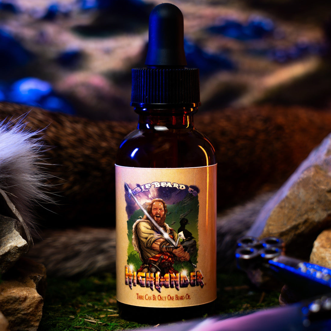 The Highlander beard oil bottle, the oil to use after you wash your beard 2 to 3 times a week