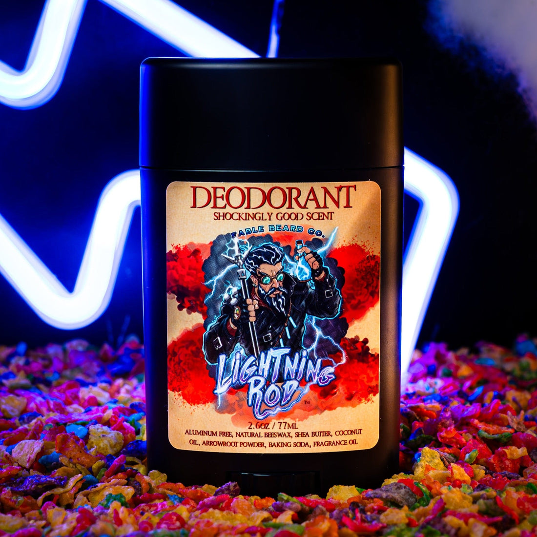The Lightning Rod natural deodorant, a fruity cereal scent for switching to natural deodorant