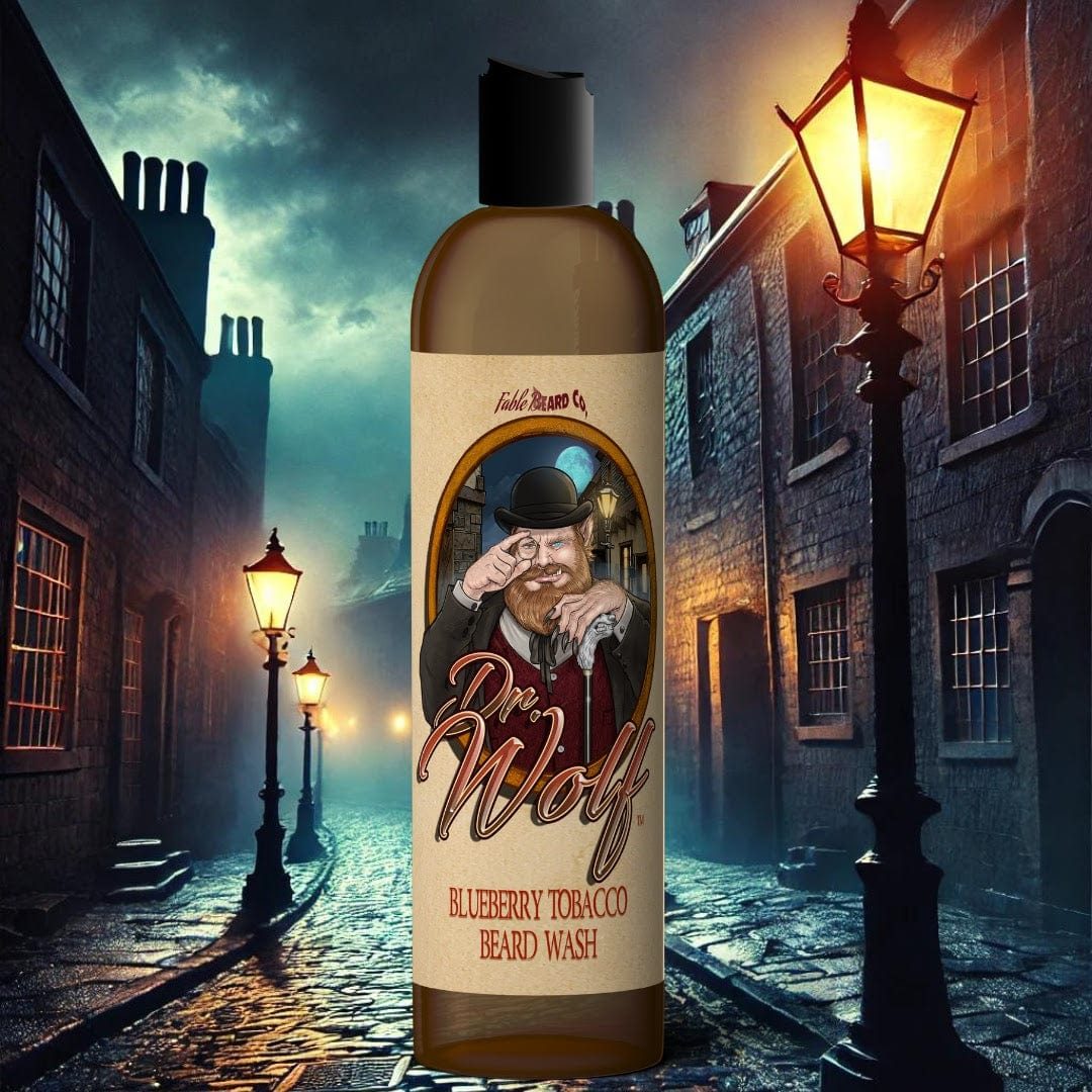 Dr. Wolf beard wash by Fable Beard Co., a gentle wash for a beard dandruff routine