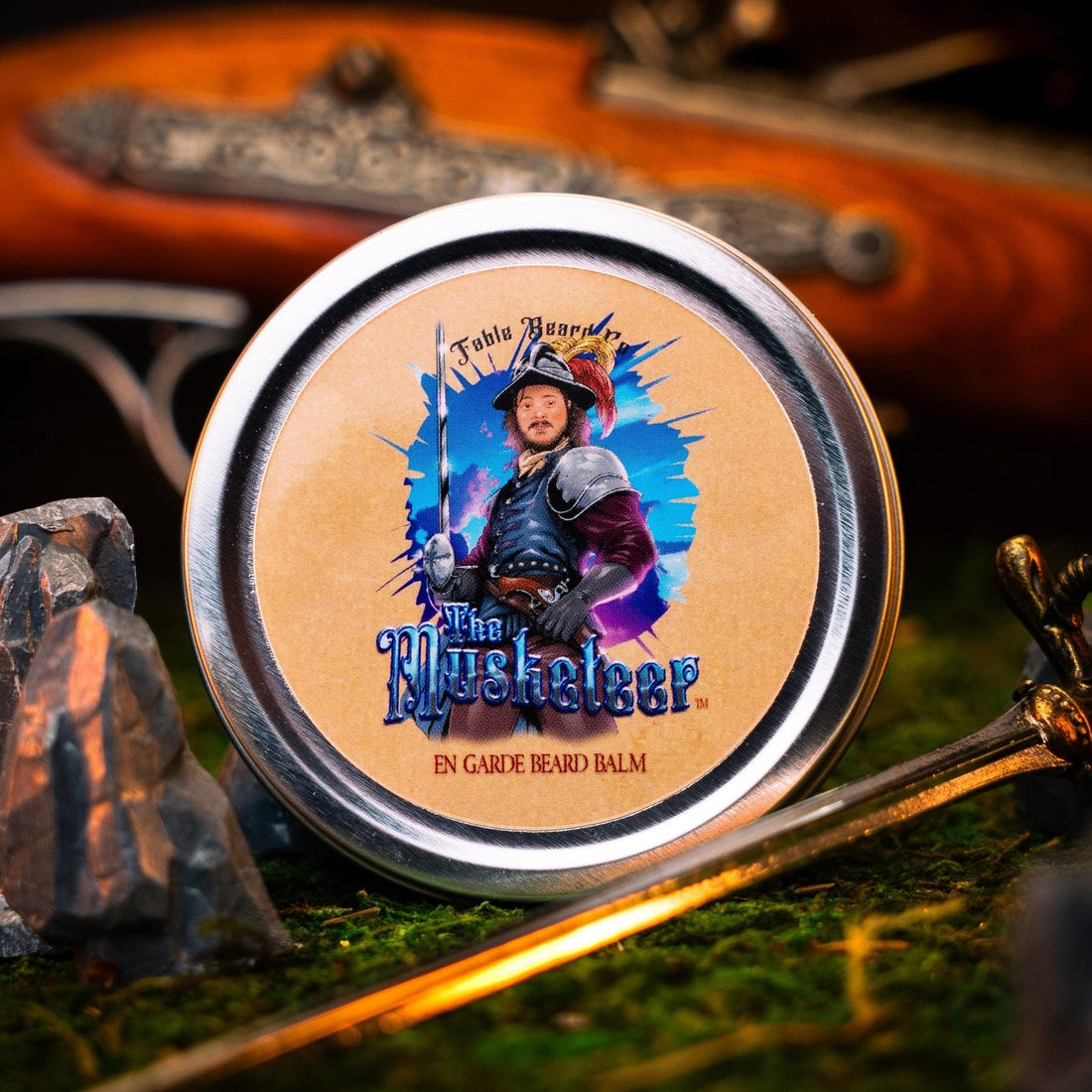 The Musketeer beard balm by Fable Beard Co, used to hold your beard shape after trimming
