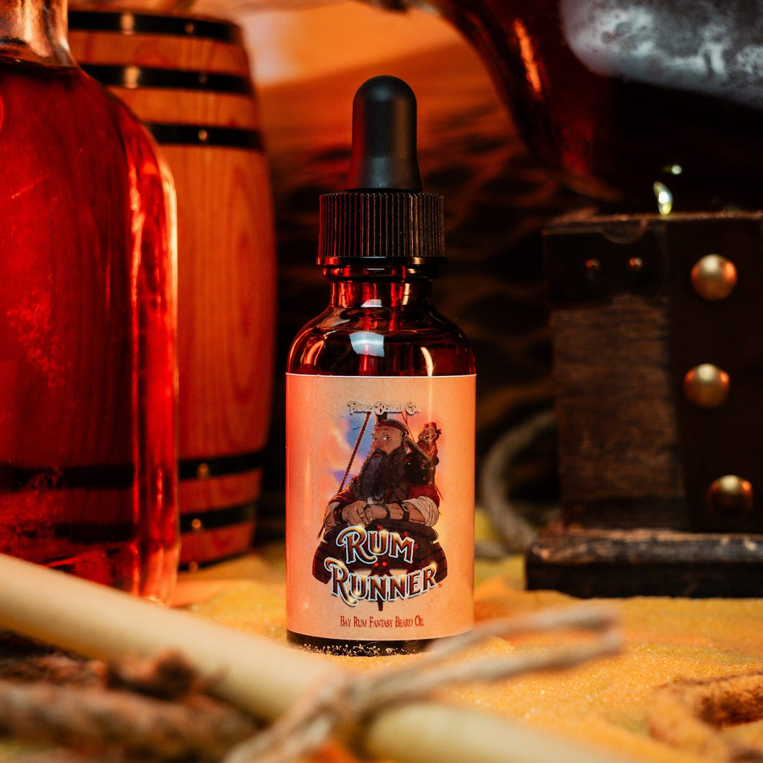 Rum Runner beard oil by Fable Beard Co., used after trimming the neckline to help prevent ingrown beard hairs