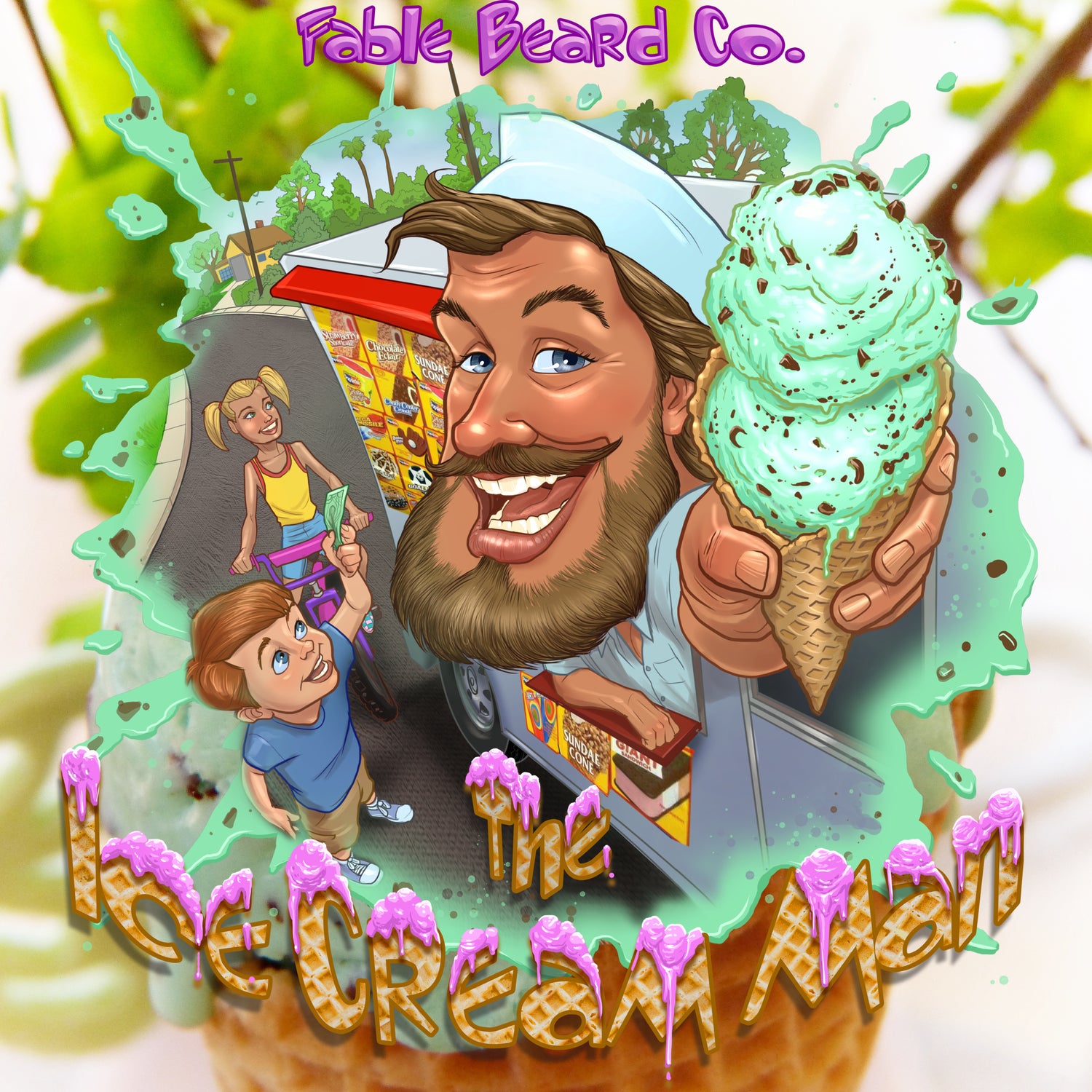 The Ice Cream Man Beard Collection: Fresh Mint Chip Ice Cream and Warm Waffle Cone