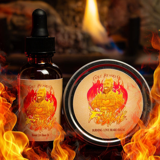 The Flame - Beard Oil & Balm Kit - Creamy Sandalwood, Rich Musk, Sparkling Champagne, and Honey Drizzle
