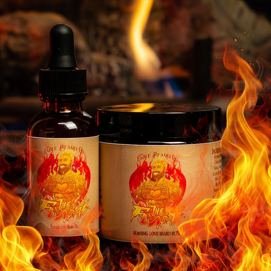 The Flame - Beard Oil & Butter Kit - Creamy Sandalwood, Rich Musk, Sparkling Champagne, and Honey Drizzle