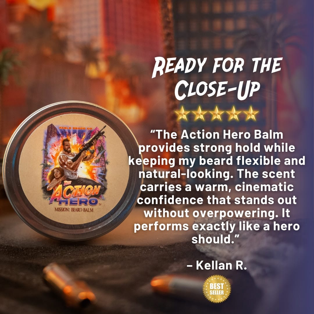 The Action Hero - Beard Balm - Musky Cedarwood, Warm Caraway, Velvety Apricot