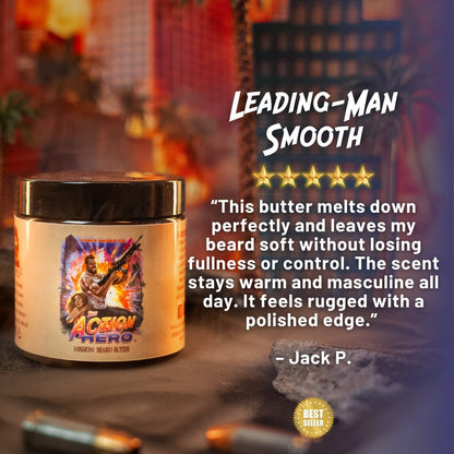 The Action Hero - Beard Oil & Butter Kit - Musky Cedarwood, Warm Caraway, Velvety Apricot