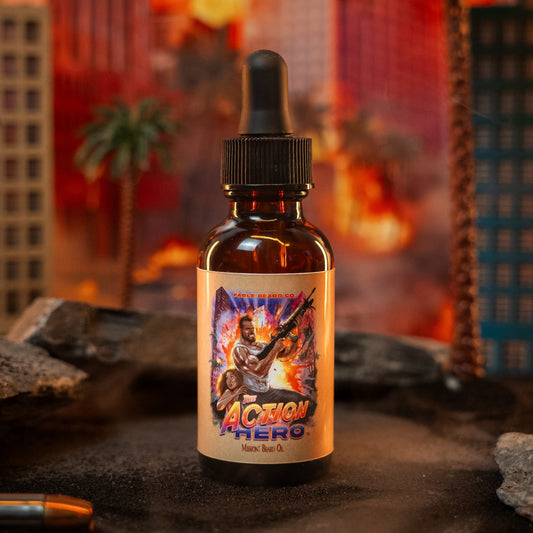 The Action Hero - Beard Oil - Musky Cedarwood, Warm Caraway, Velvety Apricot