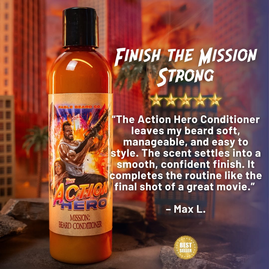 The Action Hero - Beard Conditioner - Musky Cedarwood, Warm Caraway, Velvety Apricot