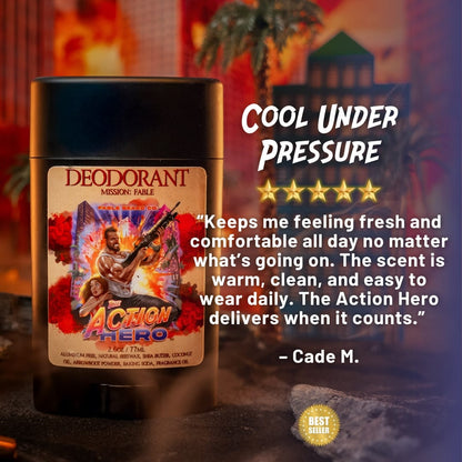 The Action Hero - Deodorant - Musky Cedarwood, Warm Caraway, Velvety Apricot