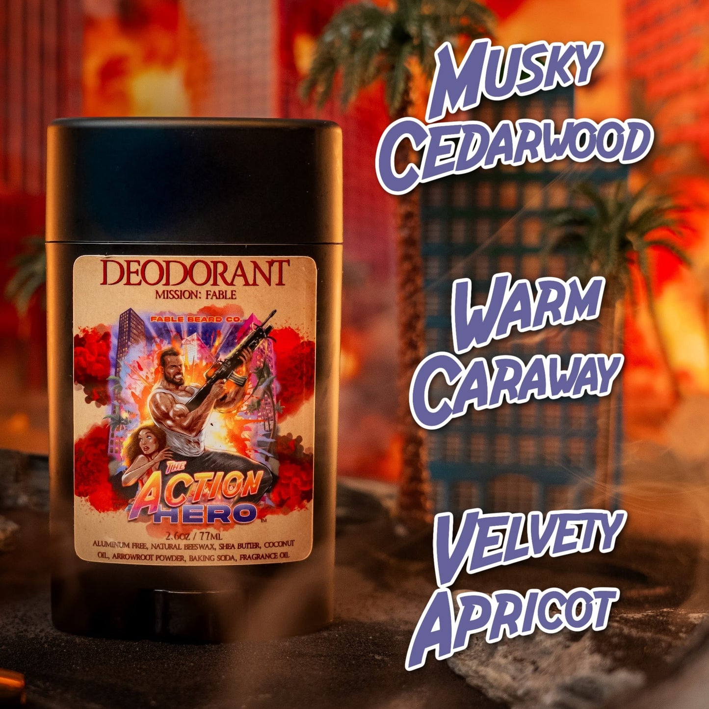 The Action Hero - Deodorant - Musky Cedarwood, Warm Caraway, Velvety Apricot