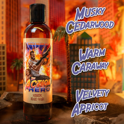 The Action Hero - Beard Wash - Musky Cedarwood, Warm Caraway, Velvety Apricot