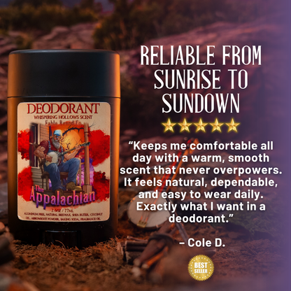 The Appalachian - Deodorant - Homestead Honey Cream, Black Mountain Coffee, Rustic Maple Leaf