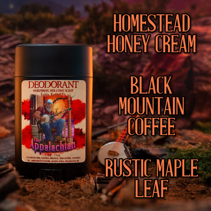 The Appalachian - Deodorant - Homestead Honey Cream, Black Mountain Coffee, Rustic Maple Leaf
