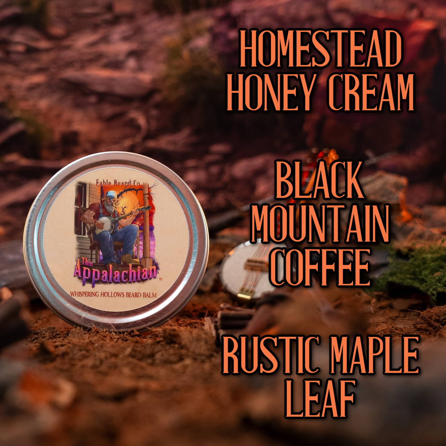 The Appalachian - Beard Balm - Homestead Honey Cream, Black Mountain Coffee, Rustic Maple Leaf