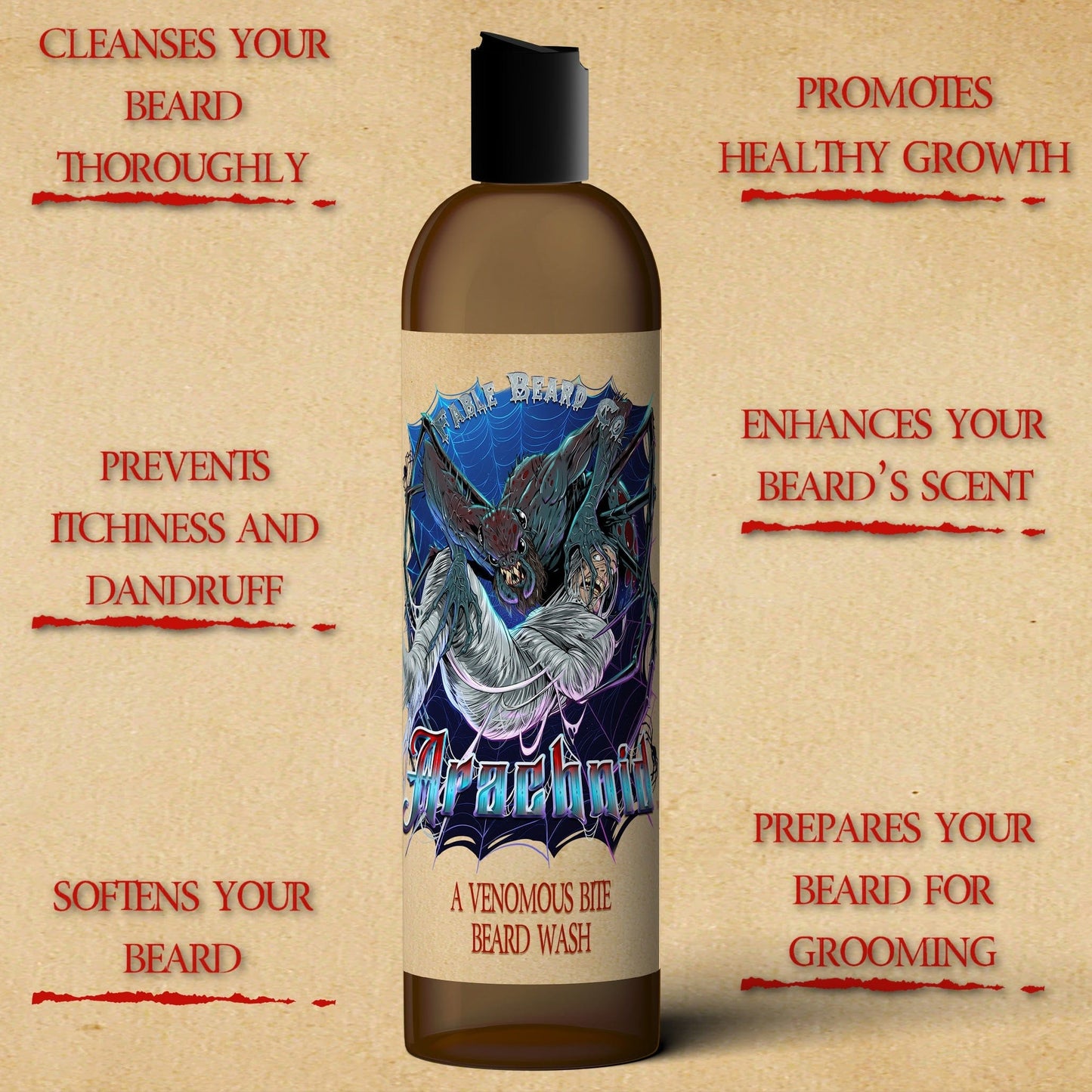 Arachnid - Beard Wash - Venom-Dripped Tobacco, Cloved Apple Stew, Dark Autumn Spice