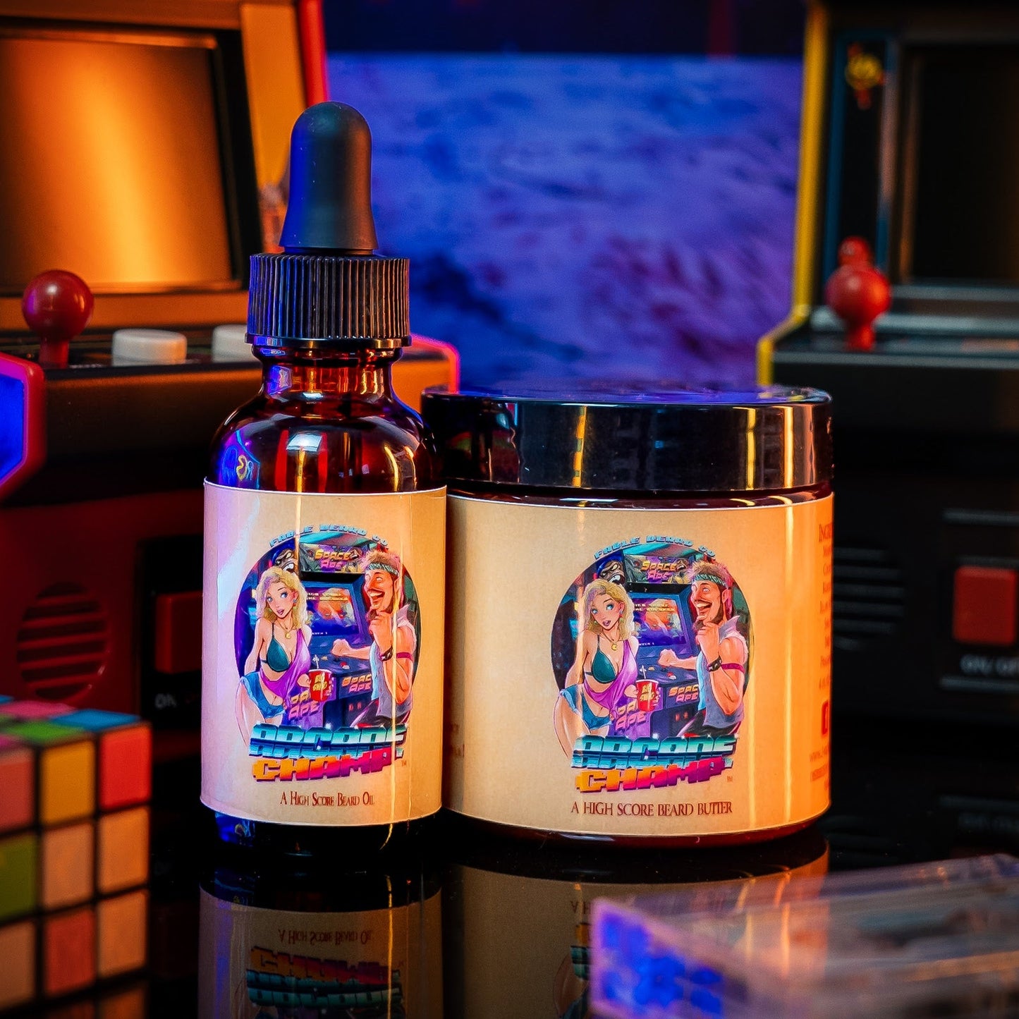 Arcade Champ - Beard Oil & Butter Kit - Retro Cola, Charged Vanilla Citrus, Spiced Nutmeg