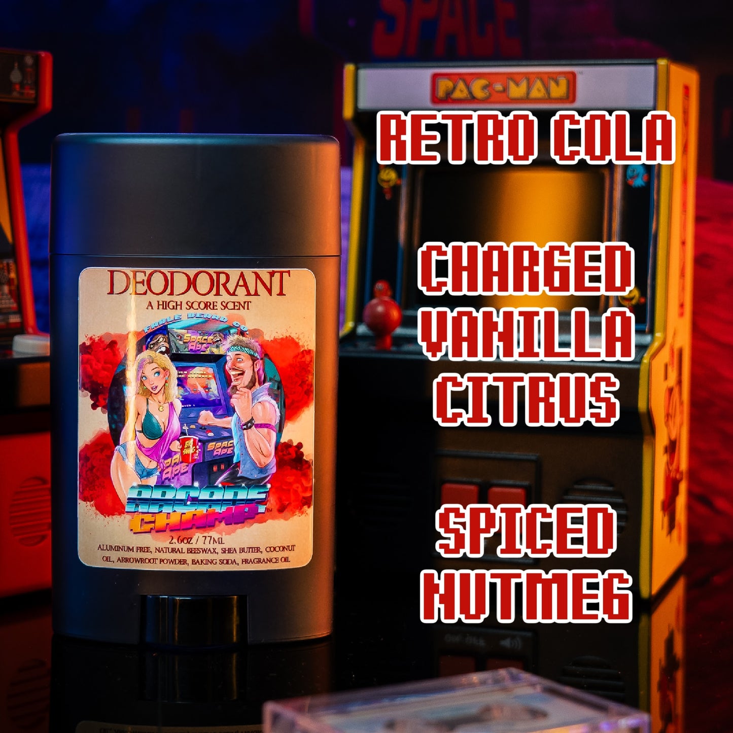 Arcade Champ - Deodorant - Retro Cola, Charged Vanilla Citrus, Spiced Nutmeg
