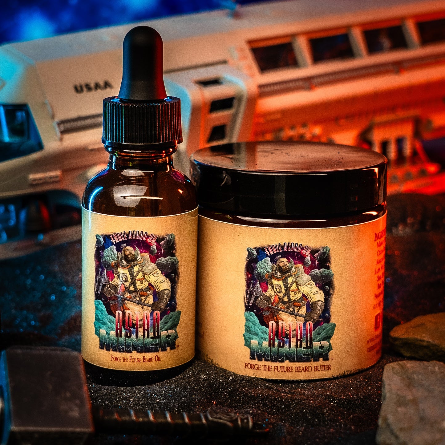 Astro Miner - Beard Oil & Butter Kit - Starlit Cologne, Meteor Ash, Golden Amber