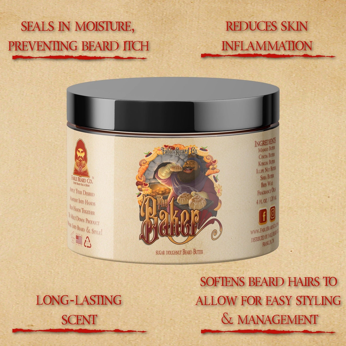 The Baker - Beard Oil & Butter Kit - Fresh Doughnuts, Warm Vanilla Sugar, Hint of Cinnamon Spice