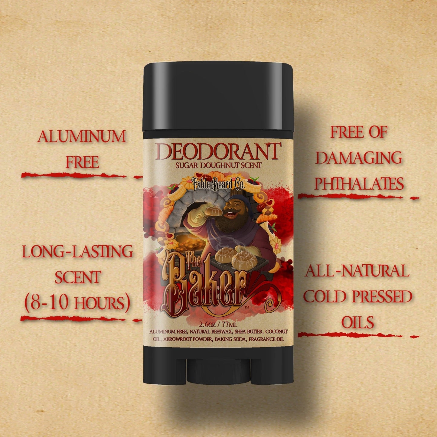 The Baker - Deodorant - Fresh Doughnuts, Warm Vanilla Sugar, Hint of Cinnamon Spice