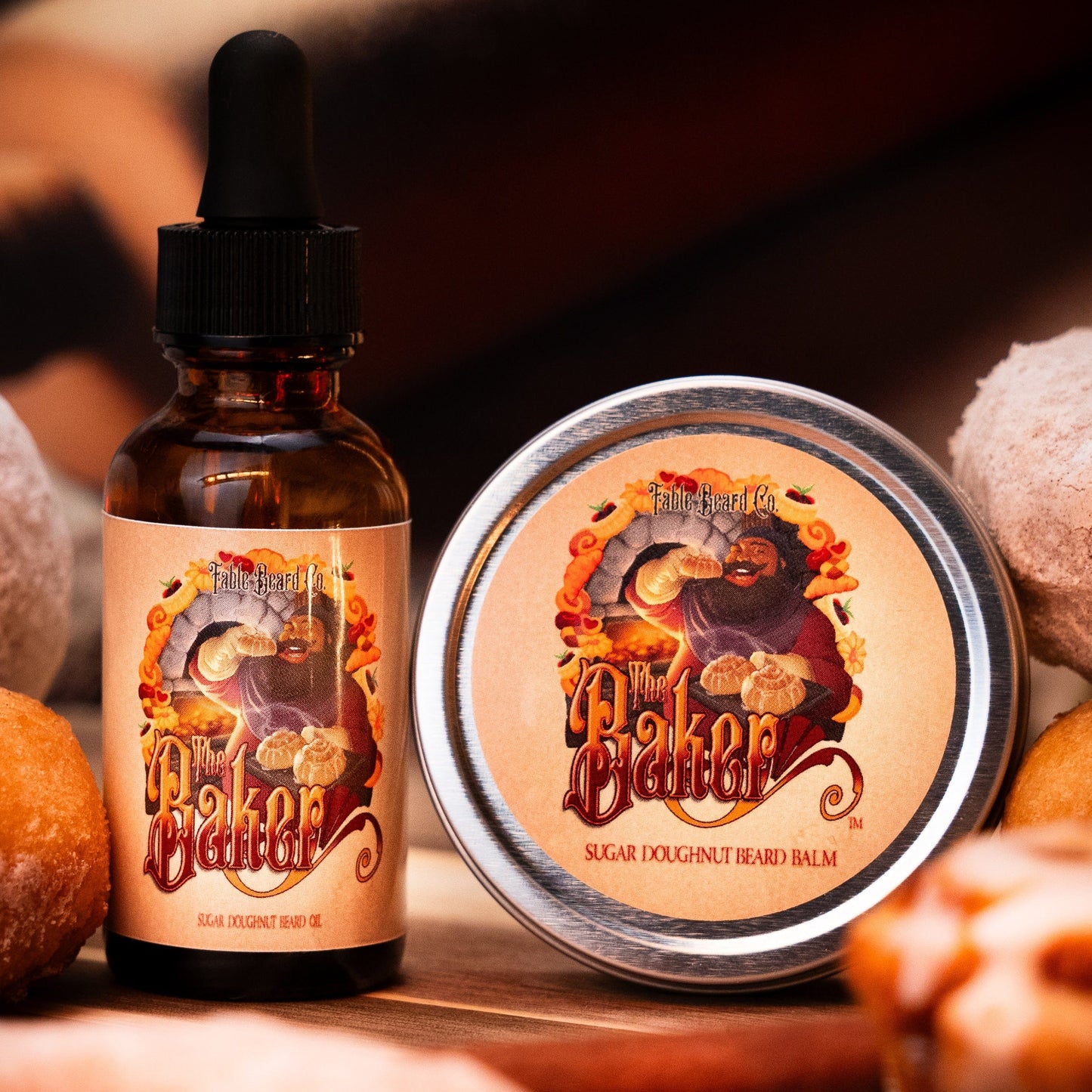 The Baker - Beard Oil & Balm Kit - Fresh Doughnuts, Warm Vanilla Sugar, Hint of Cinnamon Spice