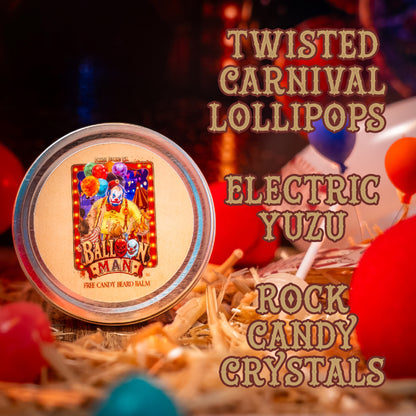 Balloon Man - Beard Balm - Twisted Carnival Lollipops, Electric Yuzu, Rock Candy Crystals