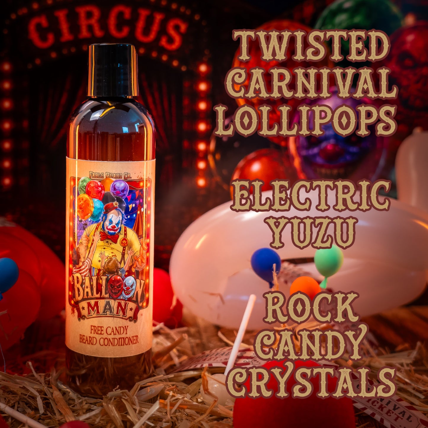Ballon Man - Beard Conditioner - Twisted Carnival Lollipops, Electric Yuzu, Rock Candy Crystals