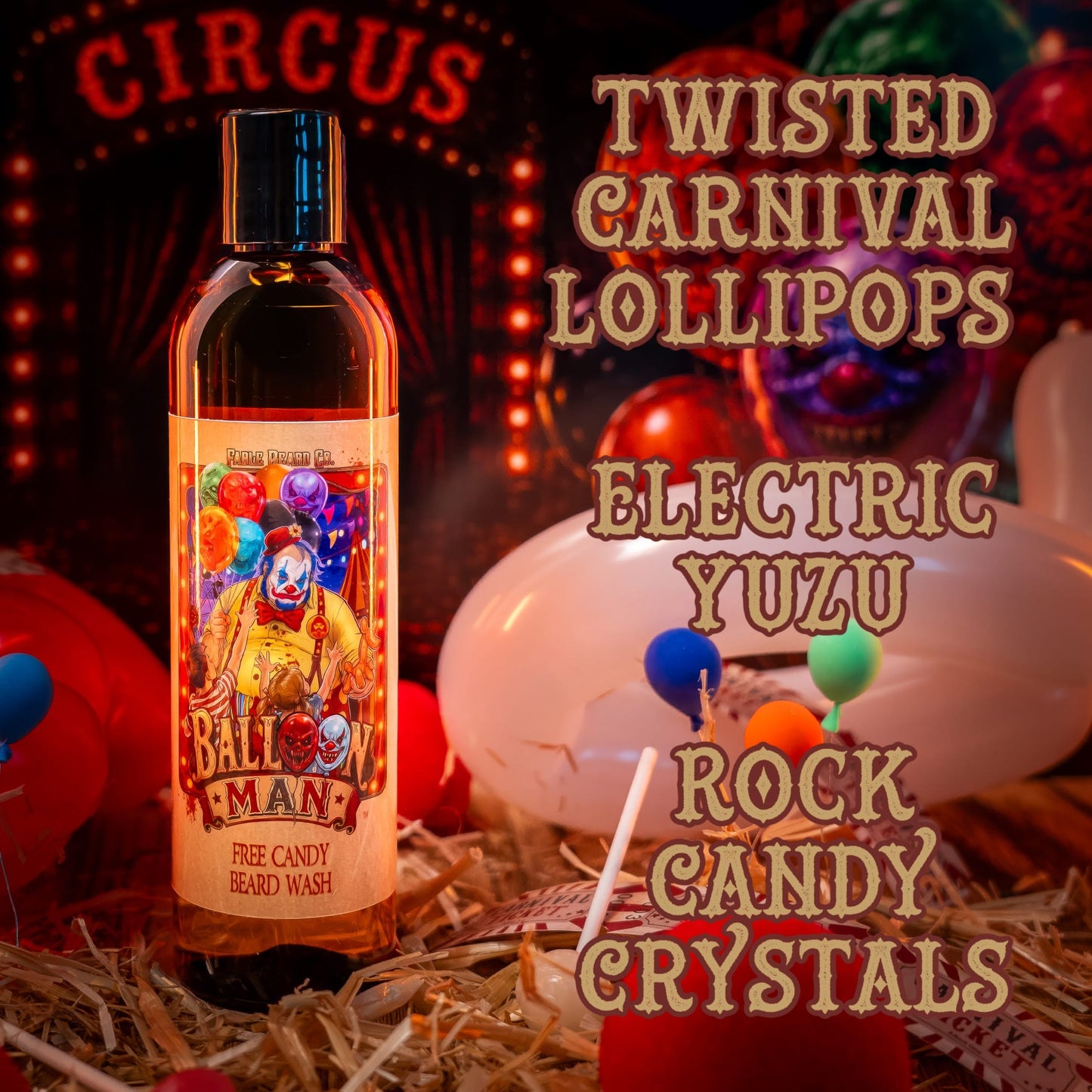 Balloon Man - Beard Wash - Twisted Carnival Lollipops, Electric Yuzu, Rock Candy Crystals