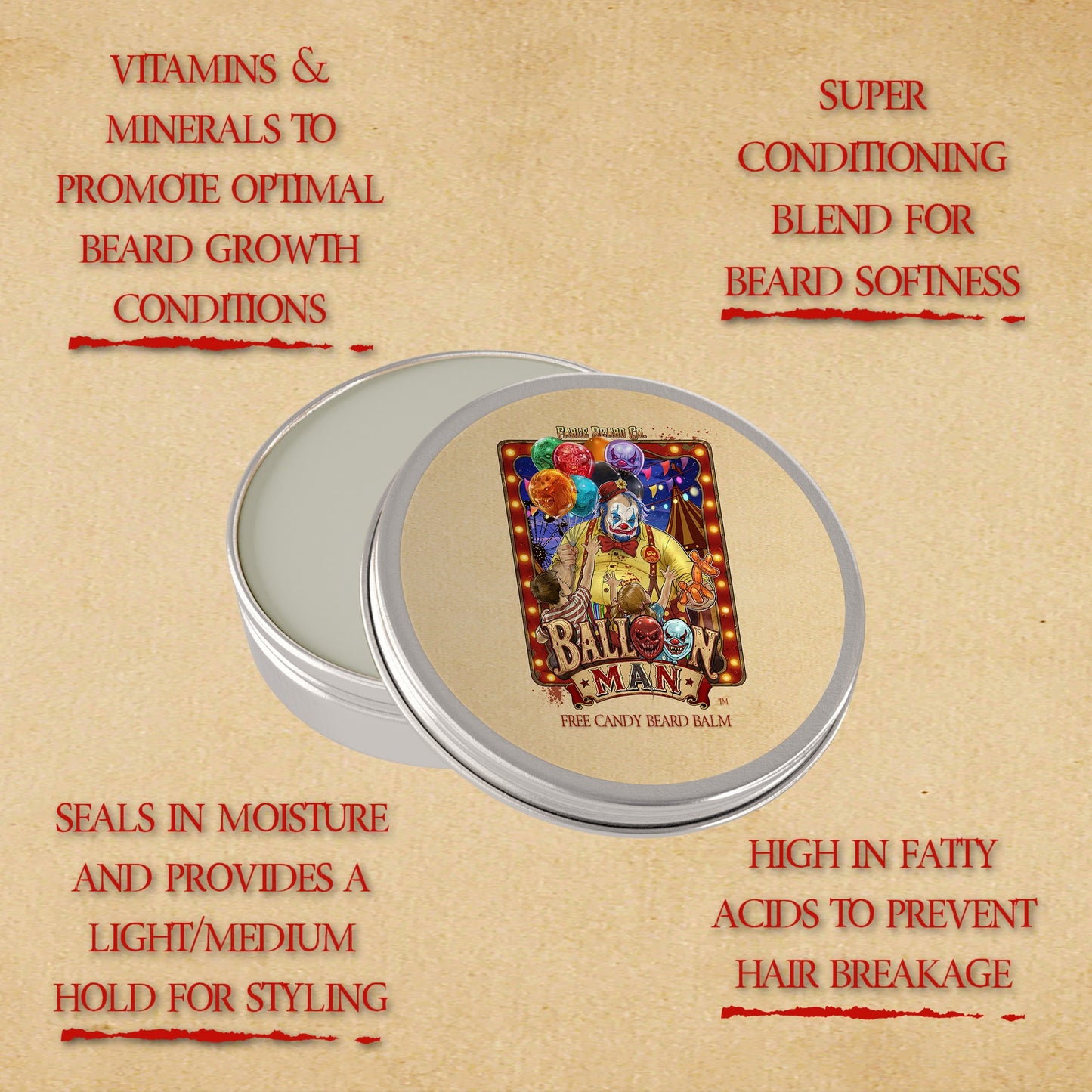 Balloon Man - Beard Balm - Twisted Carnival Lollipops, Electric Yuzu, Rock Candy Crystals