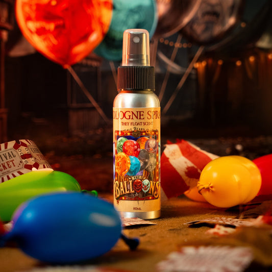 The Balloons cologne in Sinister Cherry Cola, Fizzy Popping Candy and Golden Caramel scent by Fable Beard Co.
