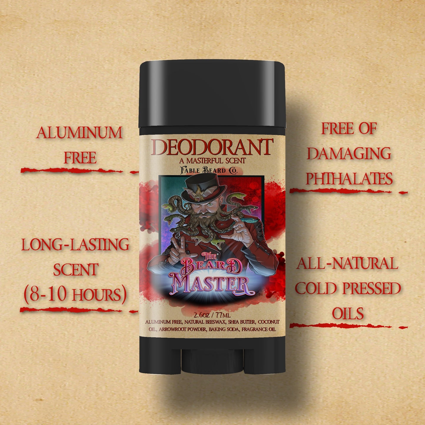 Beard Master - Deodorant - Aged Leather, Killer Bee Honey, Cursed Apple Trees