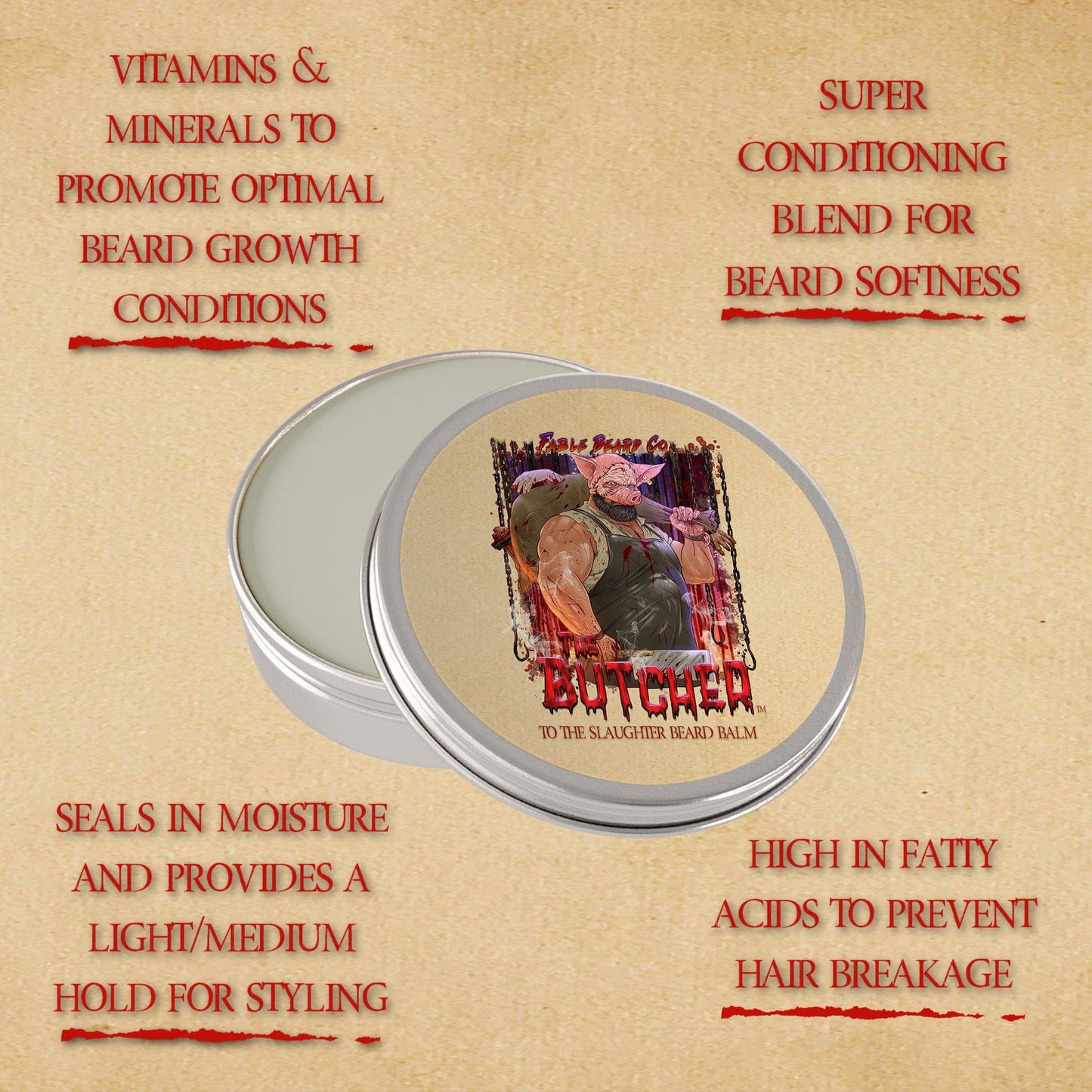 The Butcher - Beard Balm - Warm Cocoa Butter, Black Cardamom, Old Tanned Leather
