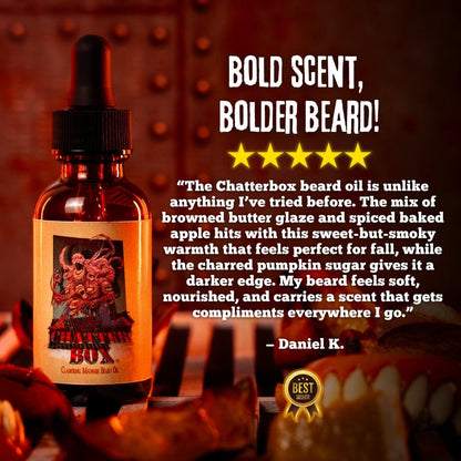 Chatterbox - Beard Oil - Browned Butter Glaze, Charred Pumpkin Sugar, Spiced Baked Apple