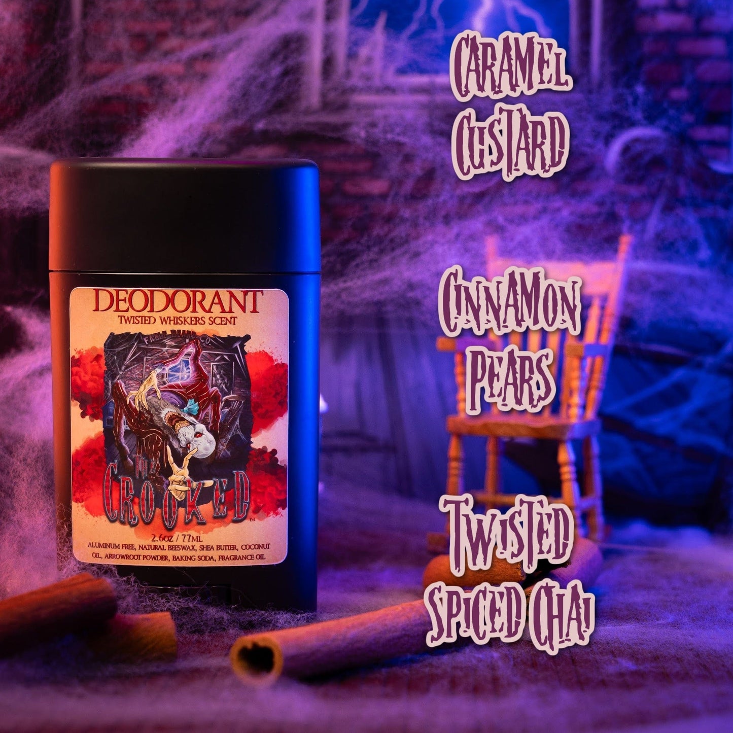 The Crooked - Deodorant - Caramel Custard, Cinnamon Pears, Twisted Spiced Chai