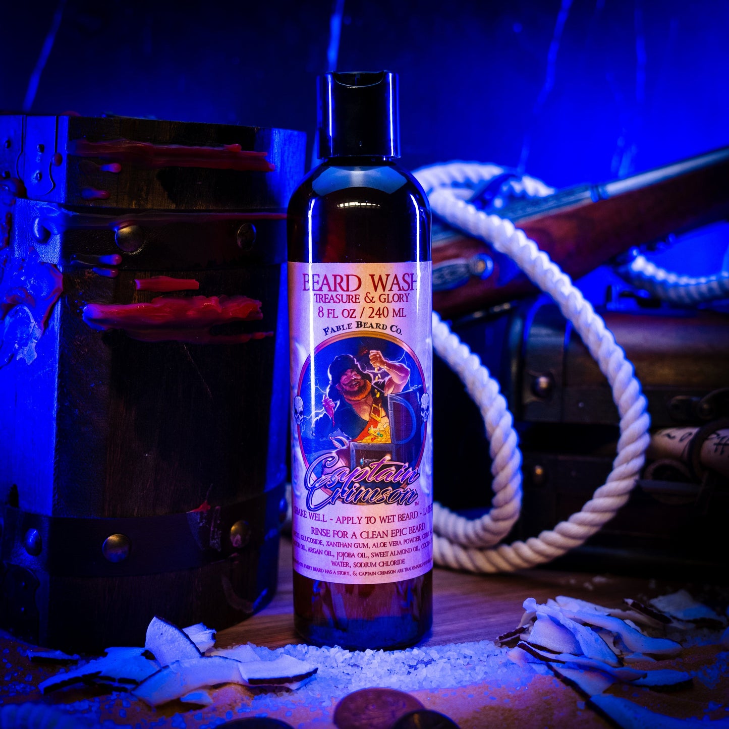 Captain Crimson - Beard Wash - Creamy Coconut, Warm Amber, Sea Salt, and Fresh Vanilla