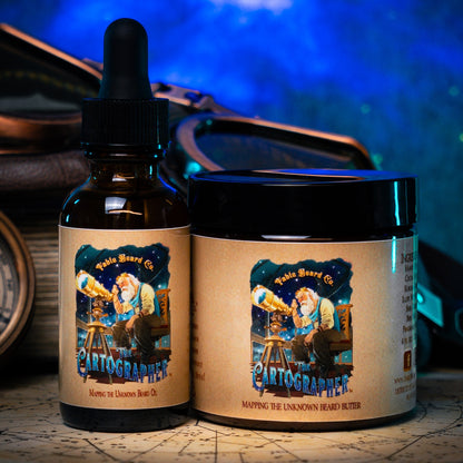 The Cartographer - Beard Oil & Butter Kit - Galactic Espresso Grounds, Celestial Workshop, Crimson Starfruit