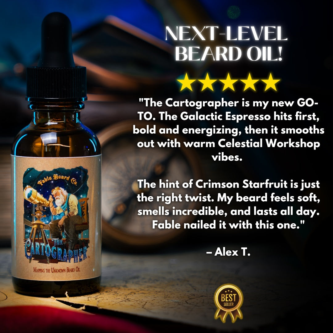 The Cartographer - Beard Oil - Galactic Espresso Grounds, Celestial Workshop, Crimson Starfruit