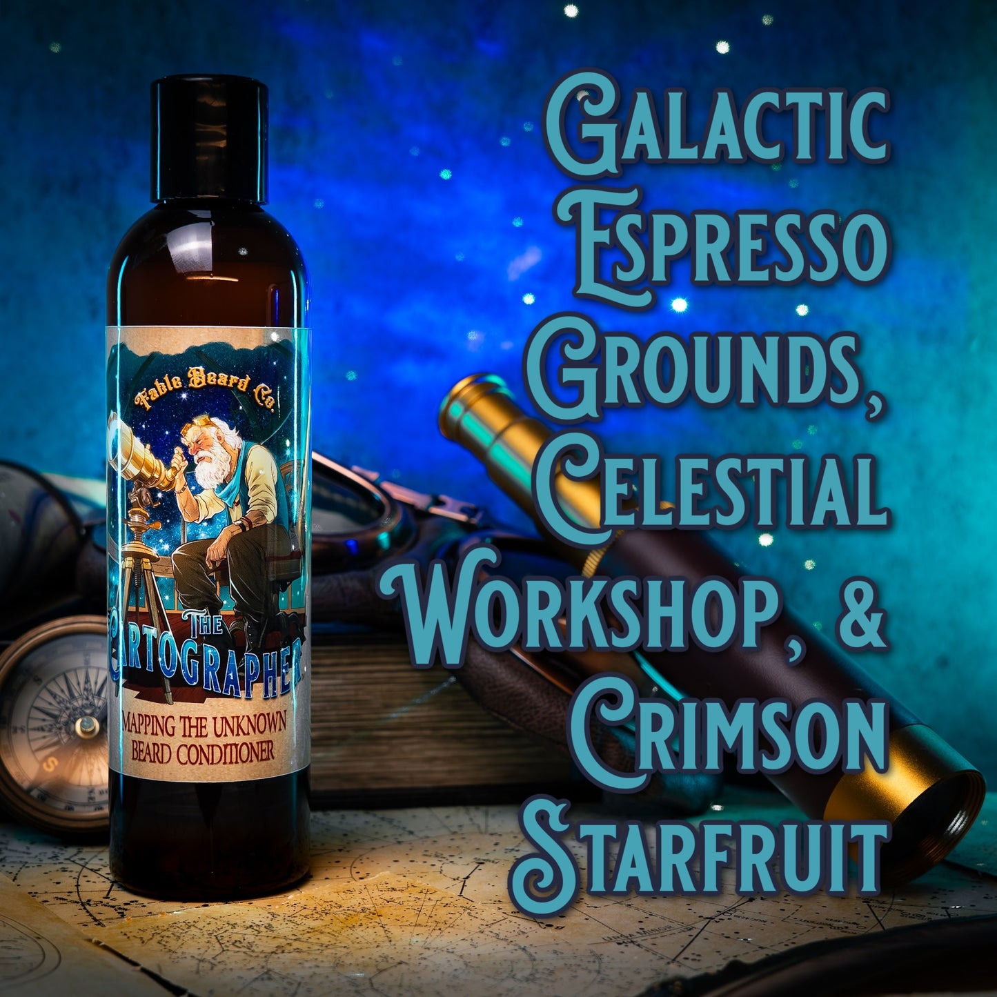 The Cartographer - Beard Conditioner - Galactic Espresso Grounds, Celestial Workshop, Crimson Starfruit