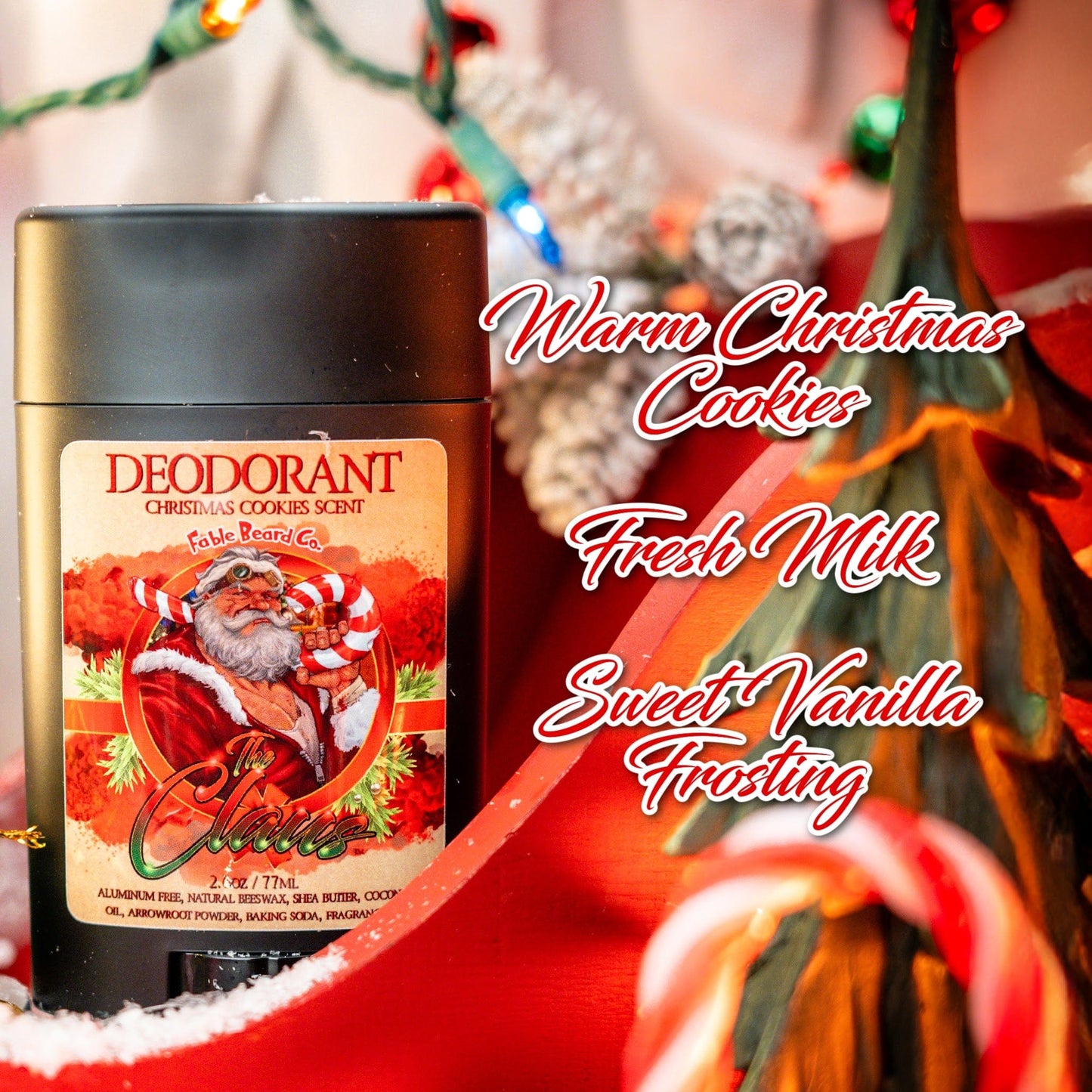The Claus - Deodorant - Warm Christmas Cookies, Fresh Milk, and Sweet Vanilla Frosting