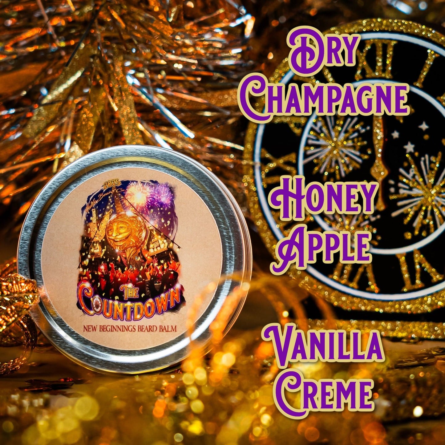The Countdown - Beard Balm - Dry Champagne, Honey Apple, Coconut Flakes, and Vanilla Crème