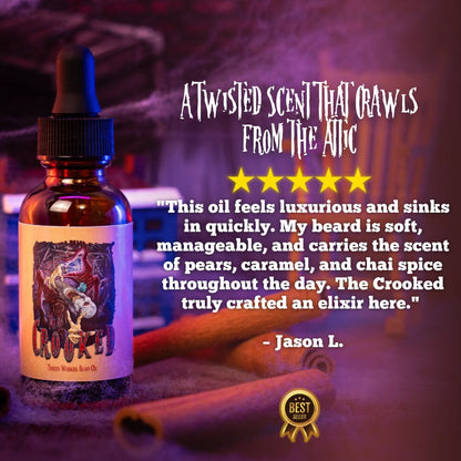The Crooked - Beard Oil - Caramel Custard, Cinnamon Pears, Twisted Spiced Chai