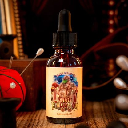 Pincushion - Beard Oil - Big Top Timberwood, Caramelized Maple Ember, Shadowed Bergamot