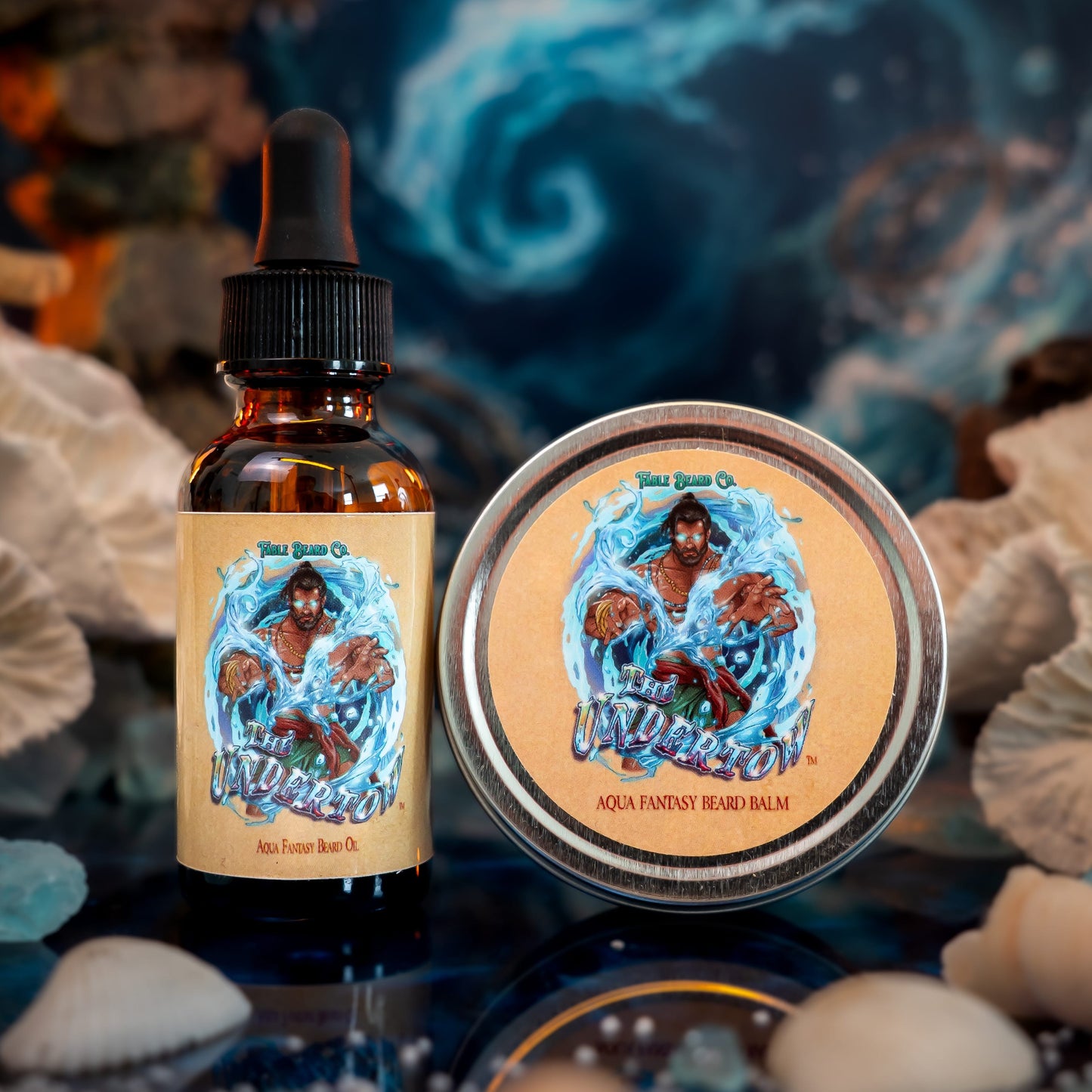 The Undertow - Beard Oil & Balm Kit - Palm Tree Woods, Oceanic Musk, Peppered Bergamot, and Mossy Sea Caves