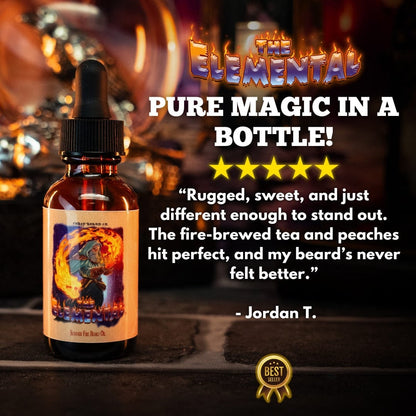 The Elemental - Beard Oil - Fire Brewed Tea, Stewed Peaches, and Hibiscus Dust
