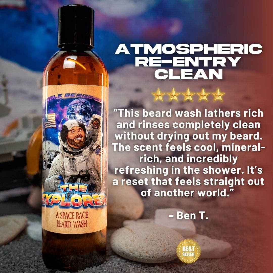 The Explorer - Beard Wash - Silver Birch, Cosmic Air Accord, Dark Mineral Musk